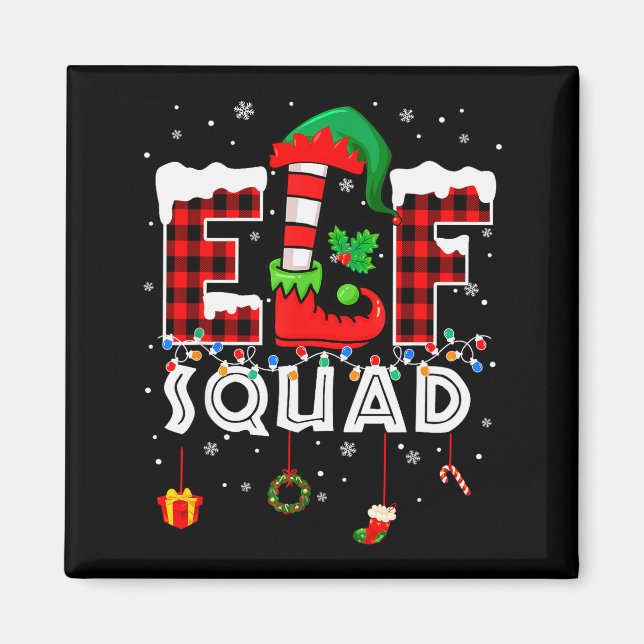 Aimant Funny Elf Squad Christmas Family Matching Pajamas  (Devant)