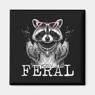 Aimant Funny feral raccoon feral girl summer raccoon