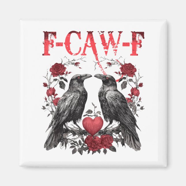 Aimant Funny Floral Heart Raven F-caw-f Anti Valentin's D (Devant)