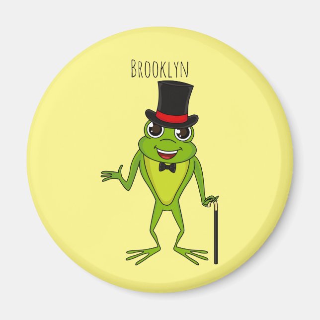 Aimant Funny frog with top hat cartoon (Devant)
