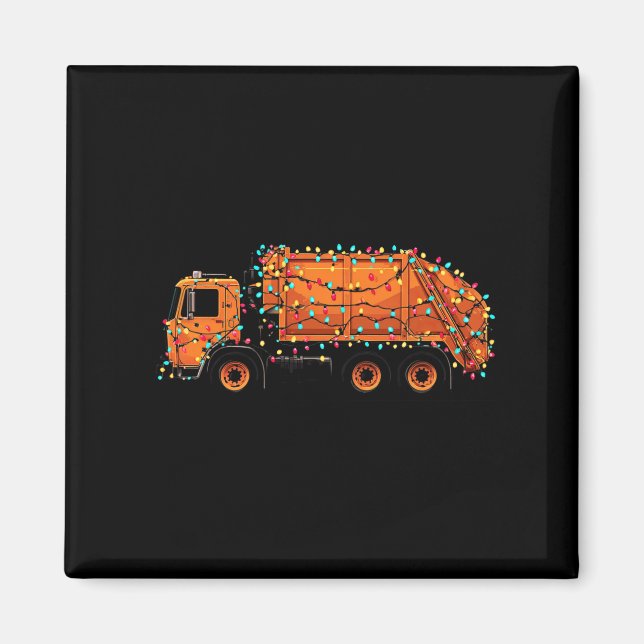 Aimant Funny Garbage Truck Christmas Graphics Lights Love (Devant)