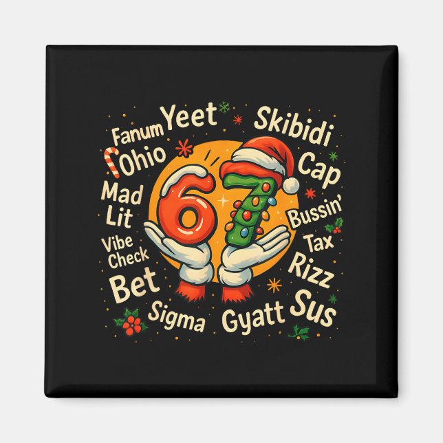 Aimant Funny Gen Z Christmas 67 Meme Holiday Trendy  (Devant)