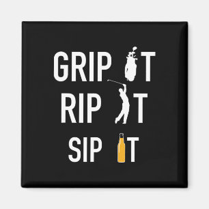 Aimant Funny Golf Et Bière Grip It Rip It Sip It Gip Shi