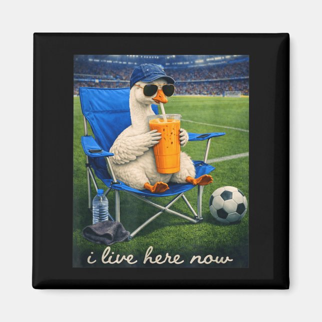 Aimant Funny Goose Soccer I Live Here Now (Devant)
