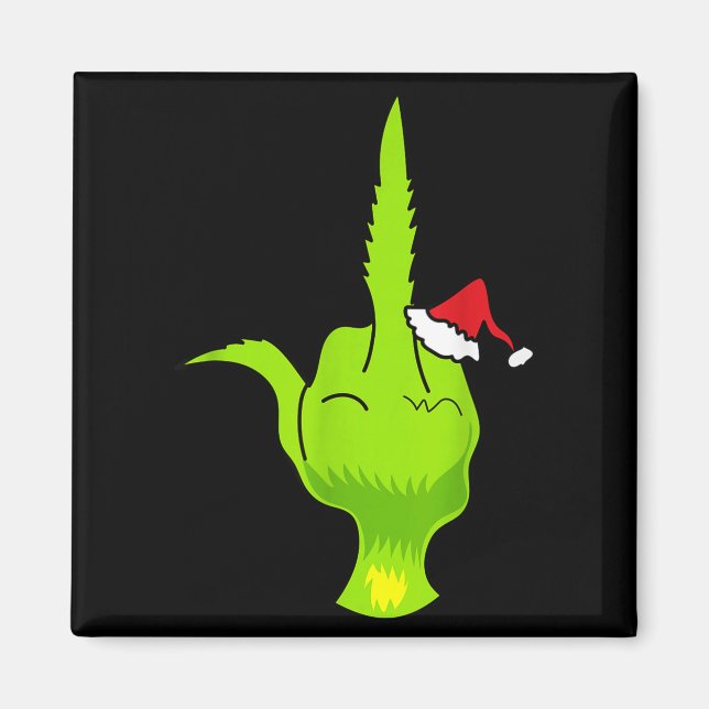 Aimant Funny Green Hand Middle Finger Xmas Santa  (Devant)