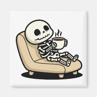 Aimant Funny Grim Reaper Drinking Coffee | "Dead Inside"