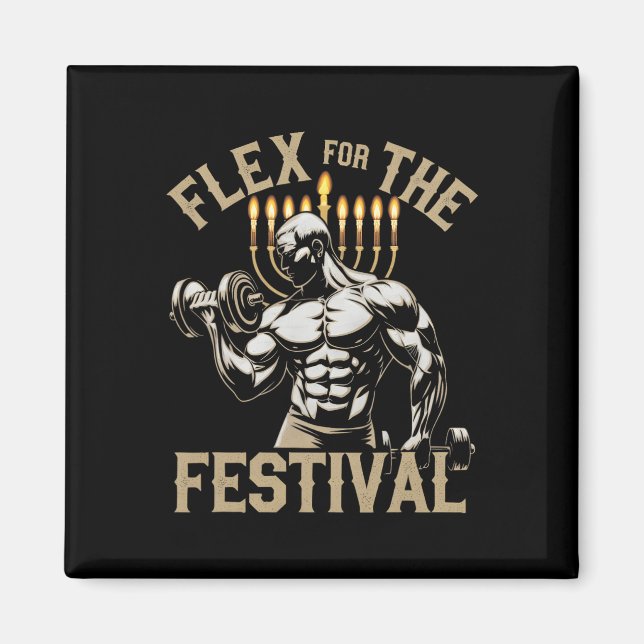 Aimant Funny Hanoukka Jewish Gym Workout Flex Festival (Devant)
