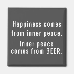 Aimant Funny Happiness Beer Definition Gris and White