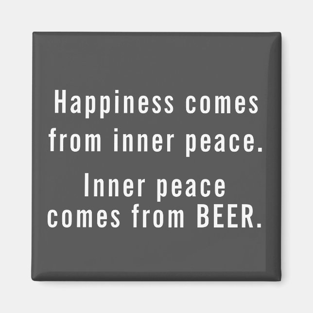 Aimant Funny Happiness Beer Definition Gris and White (Devant)