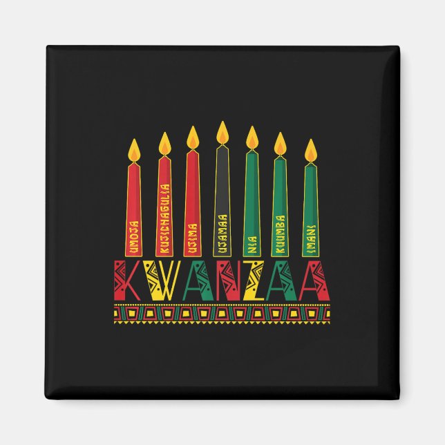 Aimant Funny Happy Kwanzaa Kinara Principes bougies Pan (Devant)