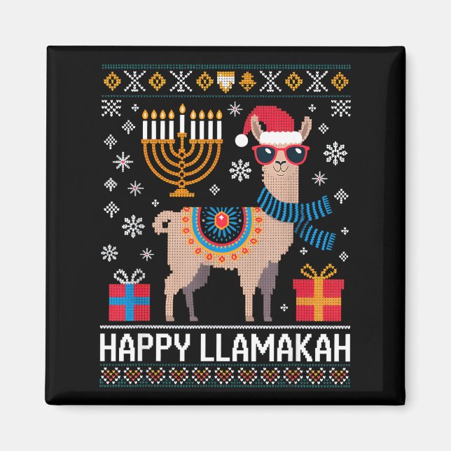 Aimant Funny Happy Llamakah Llama With Menorah  (Devant)