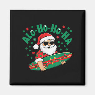 Aimant Funny Hawaiian Alo-ho-ho-ha Père Noël Surfing Chri
