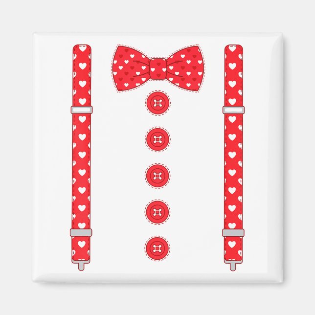 Aimant Funny Hearts Bow Tie Suspenders Valentine's Day Co (Devant)