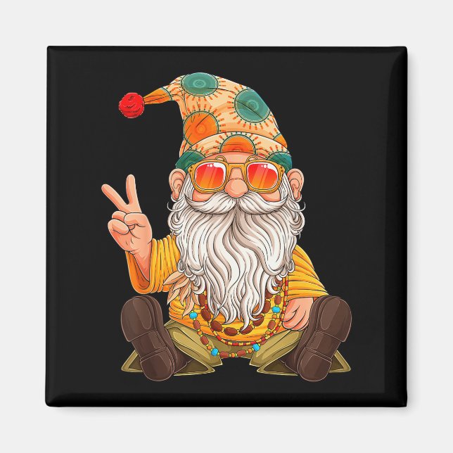 Aimant Funny Hipe Gnome Peace Sign Gnomes Lovers Men Wome (Devant)