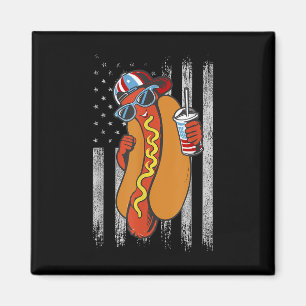 Aimant Funny Hotdog 4 juillet Drapeau américain Hotdog 4e