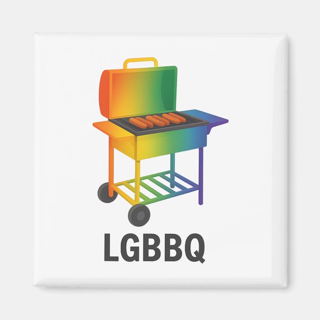 Aimant Funny Lgbtq Pride Mois Rainbow Bbq Graphic (Devant)