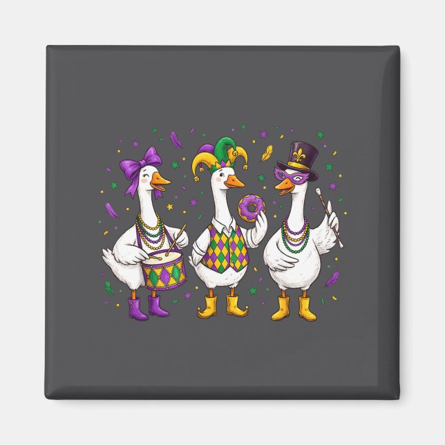 Aimant Funny Mardi Gras Carnival Silly Goose Mask Louisia (Devant)