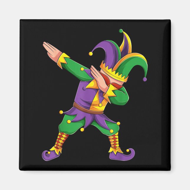Aimant Funny Mardi Gras Outfit Dabbing Jester New Orleans (Devant)
