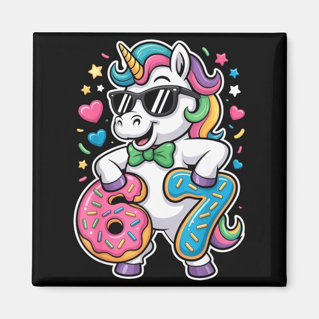 Aimant Funny Meme Unicorn Girls Kids Six Seven 6-7 Brainr (Devant)