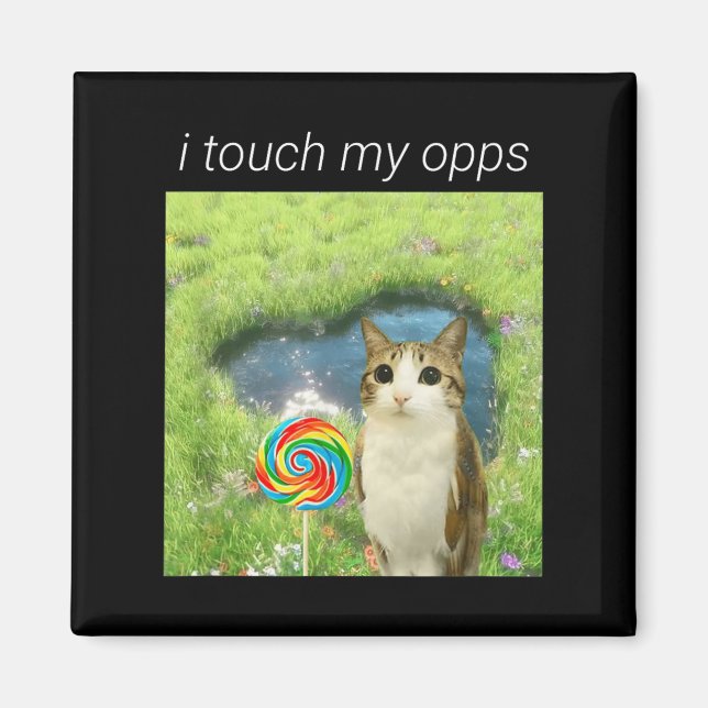 Aimant Funny Meowl Meme, Cat Owl Meme Brainrot Gen Alpha  (Devant)