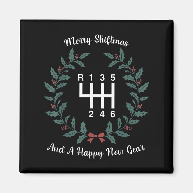 Aimant Funny Merry Shiftmas And A Happy New Quote Mechani (Devant)
