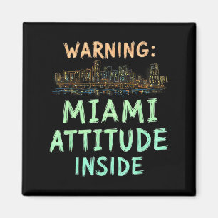Aimant Funny Miami Florida Night Skyline Vintage