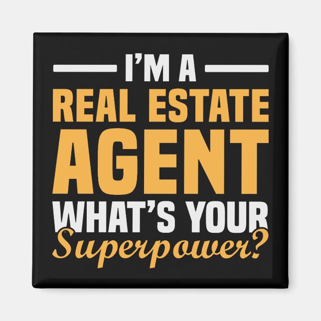 Aimant Funny Minimalist Real Estate Agent Superpower (Devant)