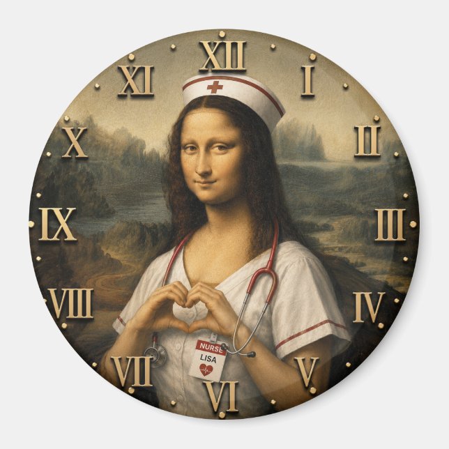 Aimant Funny Mona Lisa Nurse RN & Nursing Office Decor  (Devant)