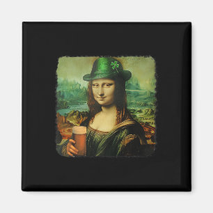 Aimant Funny Mona Lisa St. Patricks Shamrock de la journé