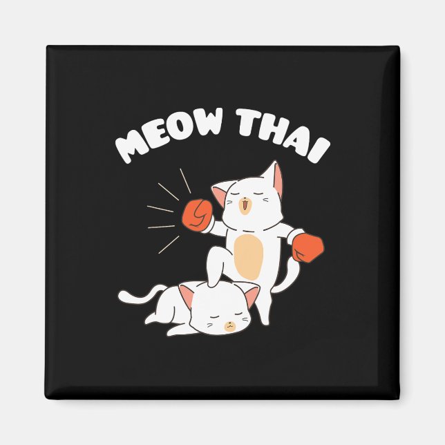 Aimant Funny Muay Thai Cats Thai Boxe Thai Fighter Cadeau (Devant)