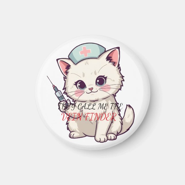 Aimant Funny Nurse Cat The Vein Finder Personalized (Devant)