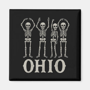 Aimant Funny O-h-i-o State Skeleton Ohio Halloween Vintag
