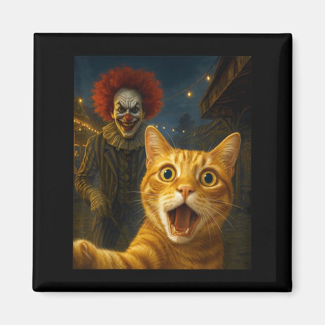 Aimant Funny Orange Tabby Cat Selfie Clown Déplaisant Sok (Devant)