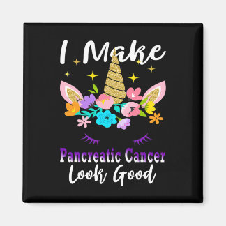 Aimant Funny Pancreatic Cancer Unicorn Support Purple Rib