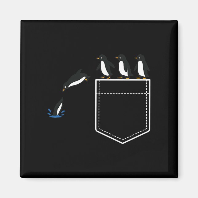 Aimant Funny Penguin Cket Cute Diving Penguin Animal Love (Devant)