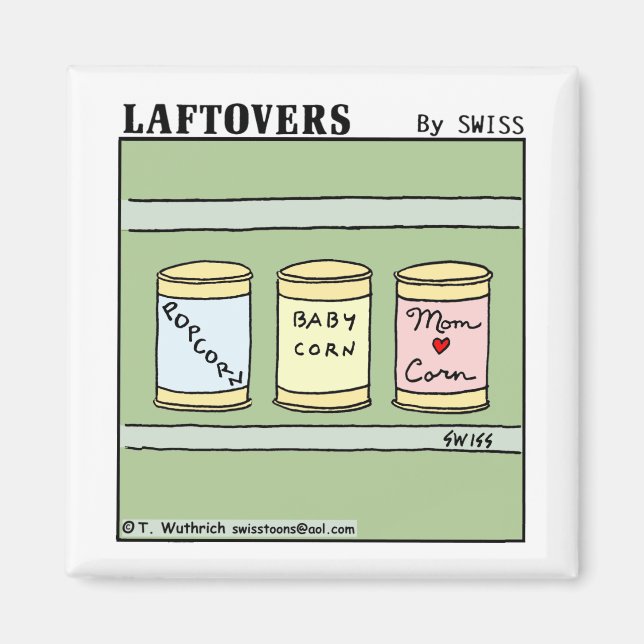 Aimant Funny Popcorn Bébé Corn Maman Famille Cartoon Art (Devant)