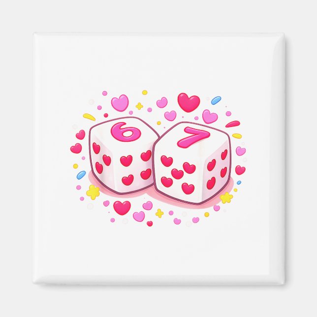 Aimant Funny Preppy 67 Valentine Six Seven Dice 6 7 Men W (Devant)