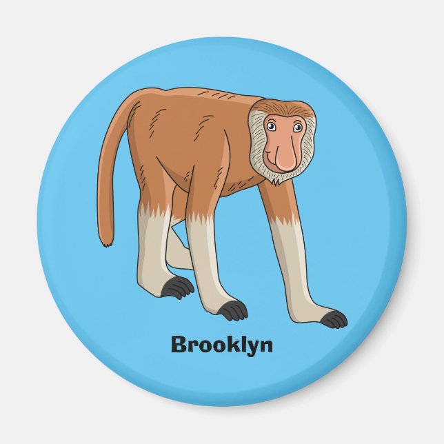 Aimant Funny proboscis monkey cartoon illustration (Devant)
