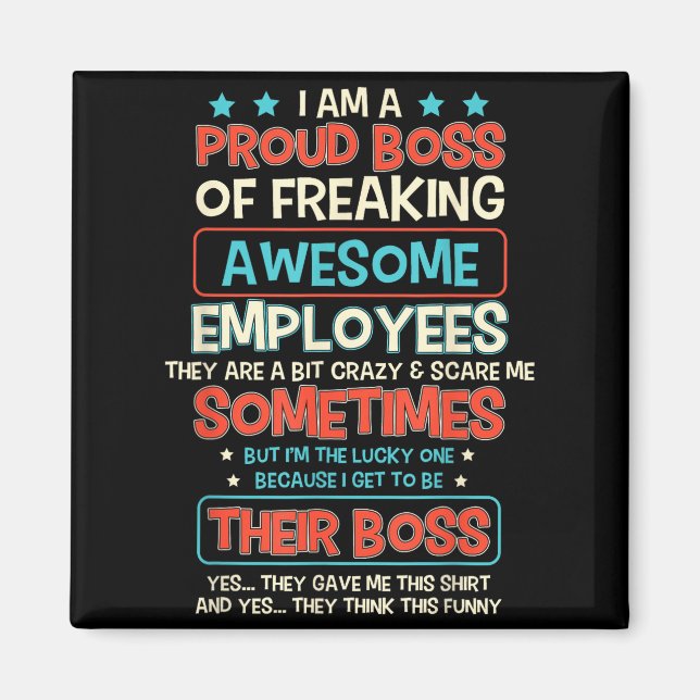 Aimant Funny Proud Boss Employee Appreciation Office Men  (Devant)