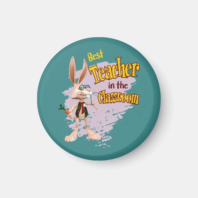 Aimant Funny Rabbit meilleur enseignant dans la classe (Devant)
