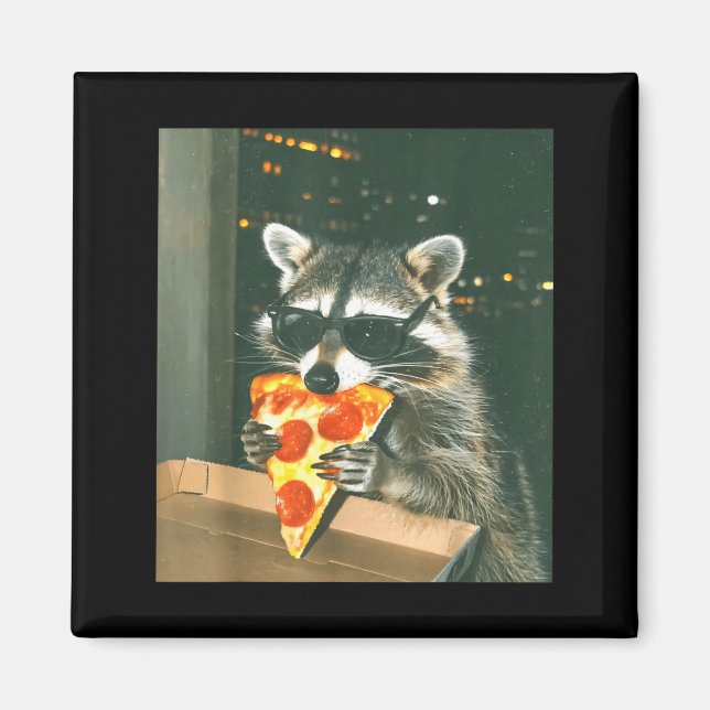 Aimant Funny Raccoon Eating Zza Animal Meme Men Women Kid (Devant)