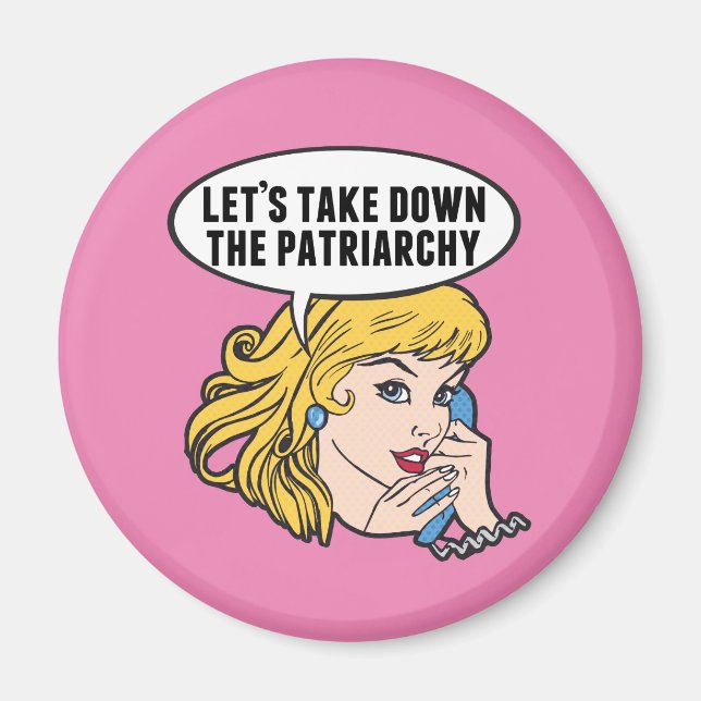 Aimant Funny Retro Feminist Pop Art Girl Pink Political (Devant)