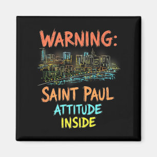 Aimant Funny Saint Paul Minnesota Nuit Skyline Vintage P