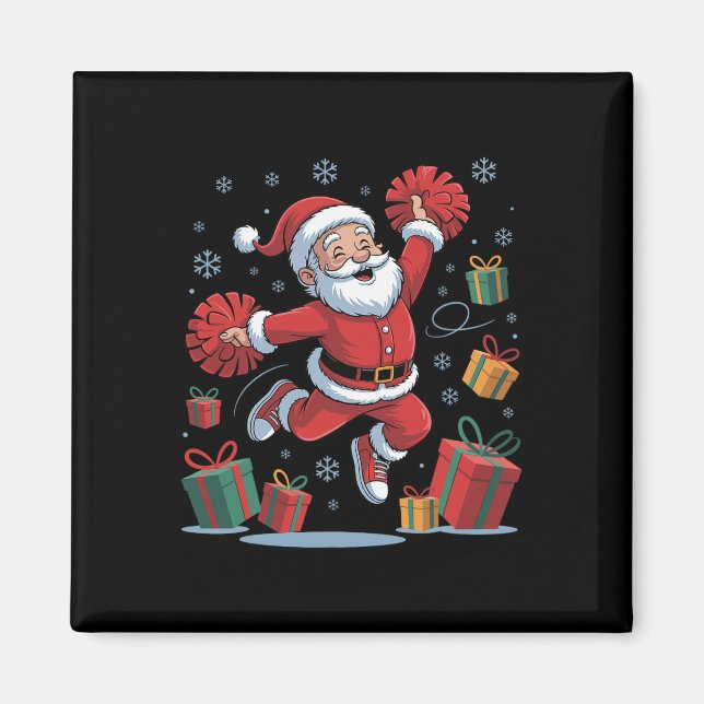 Aimant Funny Santa Cheering Cheerleading Christmas Xmas P (Devant)