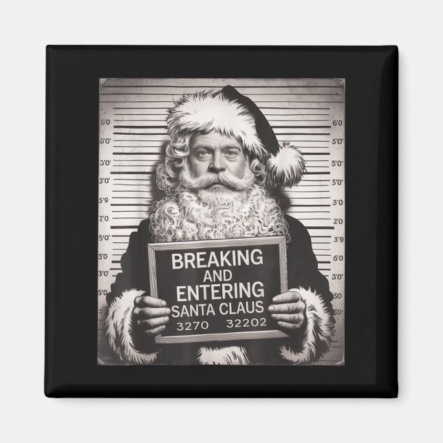 Aimant Funny Santa Claus Mugshot Christmas – Santa Xmas  (Devant)