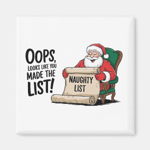 Aimant Funny Santa Claus Naughty List Design de Noël