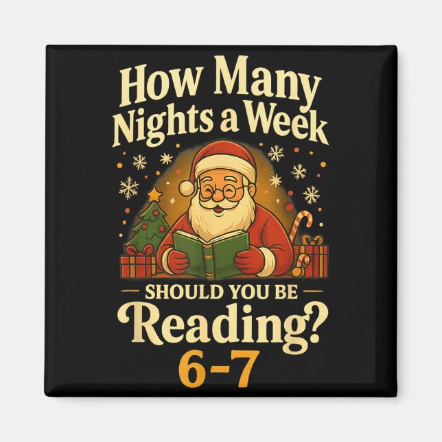 Aimant Funny Santa lisant 67 Meme Tee Noël Enseignant  (Devant)