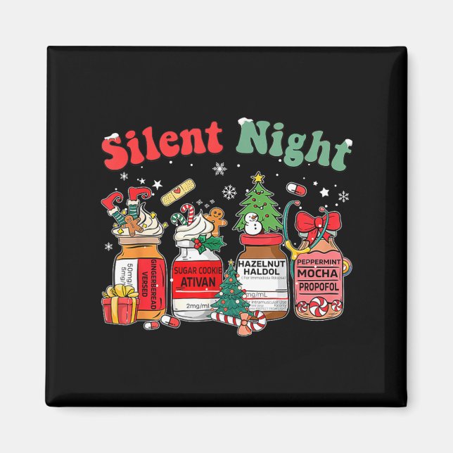 Aimant Funny Santa Profol Silent Night Icu Nurses Merry C (Devant)