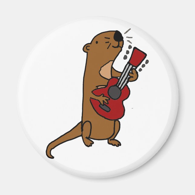 Aimant Funny Sea Otter Jouer de la guitare (Devant)