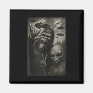 Aimant Funny Selfie Bigfoot Alien Sasquatch Rock À La Mai